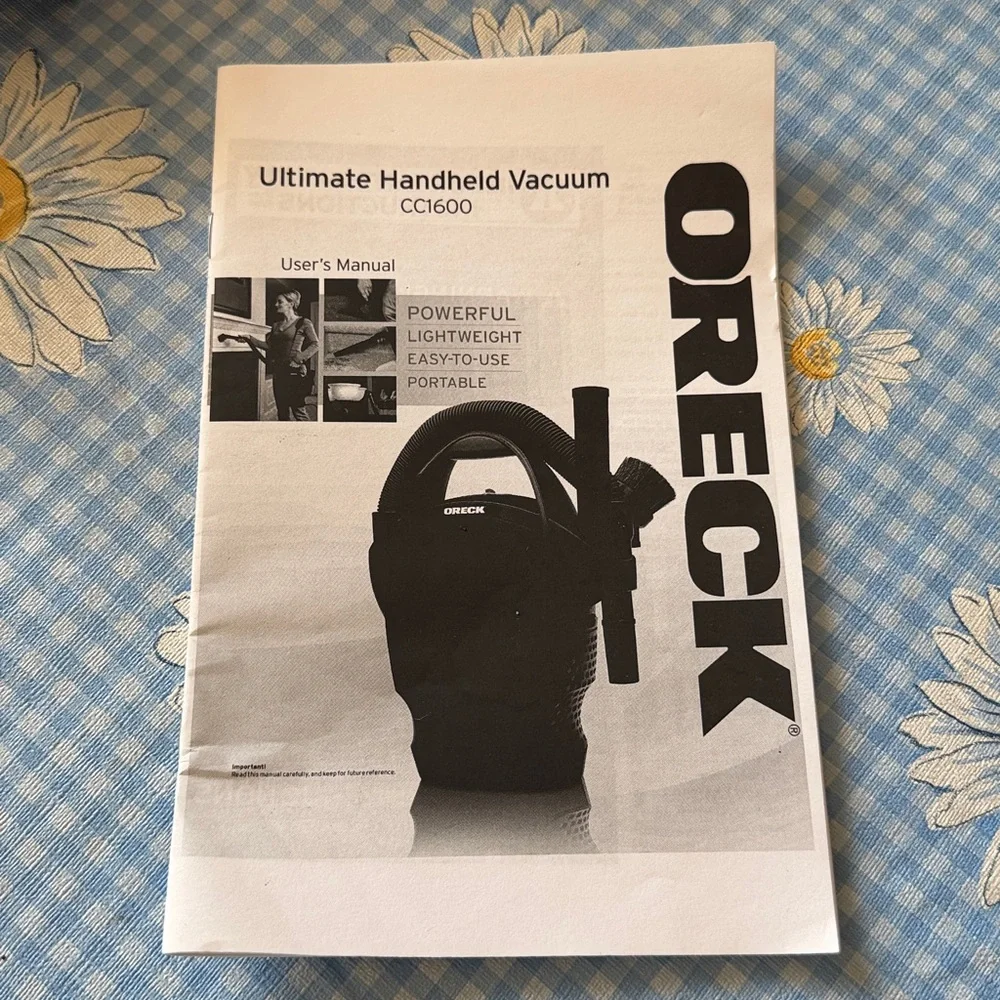 EUC~Oreck Black Handheld Vacuum W/Attachments/Filter Bag & Instruction Manual - Picture 12 of 14